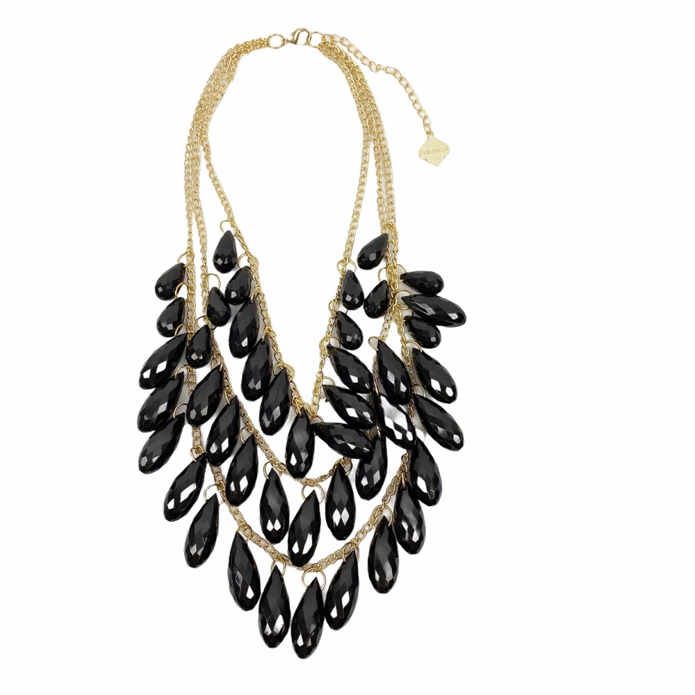 NWT FORNASH 3-Tier Glad & Black Necklace - Picture 2 of 5
